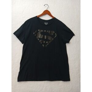 DC Comics Superman Men's Large Tee Solid Black Cotton Superhero Clark Kent